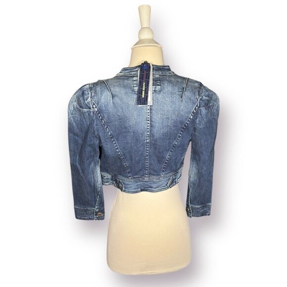 Miss Sixty Denim Blue Jacket Ruffle Vintage Size Small Retro 90’s Boho BNWT - Picture 3 of 9